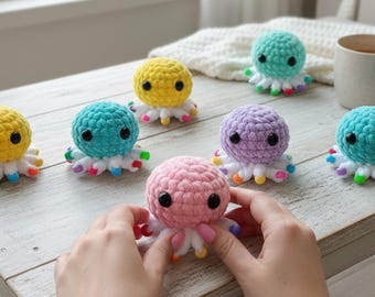 Jellyfish Crochet Pattern PDF Beginner Friendly Octopus No Sew Amigurumi Fidget Sensory Toy