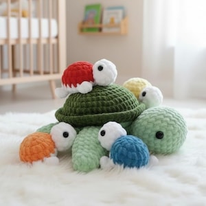No Sew Turtle Crochet Pattern PDF Easy Beginner Friendly Tortoise Amigurumi Plushie Toys