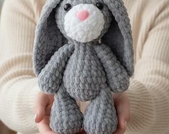 Floppy Bunny Crochet Pattern PDF Easy Beginner Friendly Rabbit Low Sew Amigurumi Plushie