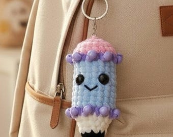 No Sew Pencil Keychain Crochet Pattern PDF Beaded Fidget Sensory Toy Amigurumi Plushie