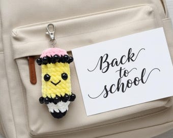No Sew Pencil Crochet Pattern Beaded Fidget Sensory Amigurumi Keychain Plushie Back to School
