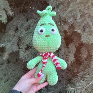 Christmas thief plush no sew crochet pattern Christmas gift do it yourself Crochet green villain pattern Amigurumi tutorial PDF in English
