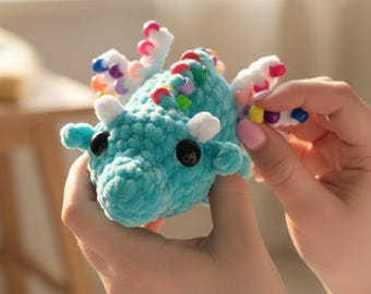 No Sew Dragon Crochet Pattern PDF Beginner Friendly Fantasy Amigurumi Beaded Fidget Sensory Toy