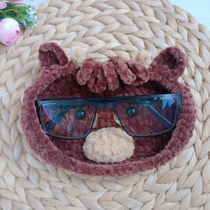 Cow Glasses Holder Crochet Pattern PDF – Fluffy Highland Cow Amigurumi, Glasses Holder Case, Eyeglasses Holder, Brown Cow Plush Tutorial