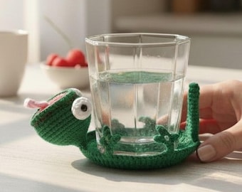 Coaster Lizard Crochet Pattern Low Sew Amigurumi Pop-Up Mug Rug Popping Animal Cup Holder
