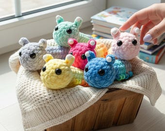 Rainbow Caterpillar Crochet Pattern PDF Beaded Fidget Sensory Toy No Sew Amigurumi Plushie