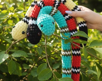 No Sew Snake Crochet Pattern PDF Beginner Friendly Reptile Amigurumi Plushie