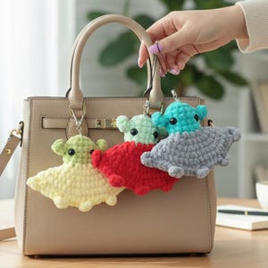Alien Crochet Pattern No Sew Amigurumi Monster Bag Charm Keychain PDF Tutorial