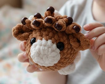 Sensory Highland Cow Crochet Pattern PDF Beaded Fidget Toy No Sew Amigurumi Bull Plushie