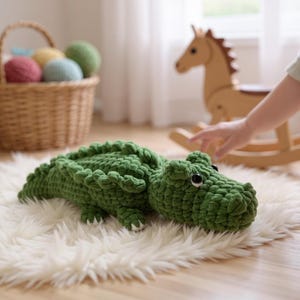 Crocodile Plush Crochet Pattern PDF – No-Sew Amigurumi Alligator Tutorial – DIY Holiday Gift Idea – English Instructions