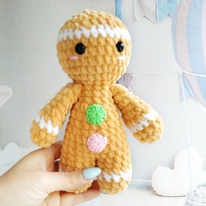 Gingerbread man crochet pattern , Amigurumi handmade children&#39;s gift for the Christmas gift souvenir, Amigurumi tutorial PDF in English