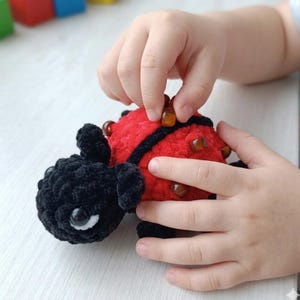 Sensory Ladybug Crochet Pattern Beaded Fidget No Sew Amigurumi Plushie Toy