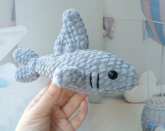 Virkat hajplyschmönster söt kawaii-nyckelring Amigurumi-handledning PDF på engelska