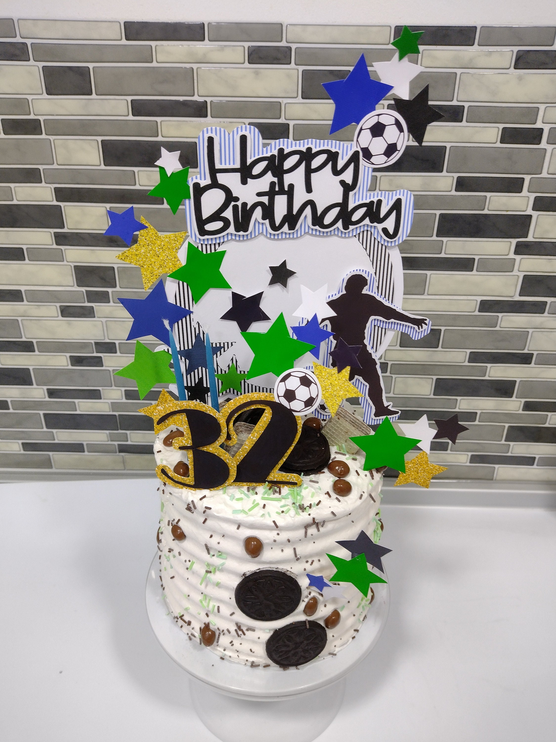Cake Topper Happy Birthday SOCCER, Printable, Instant Download, Pdf ...