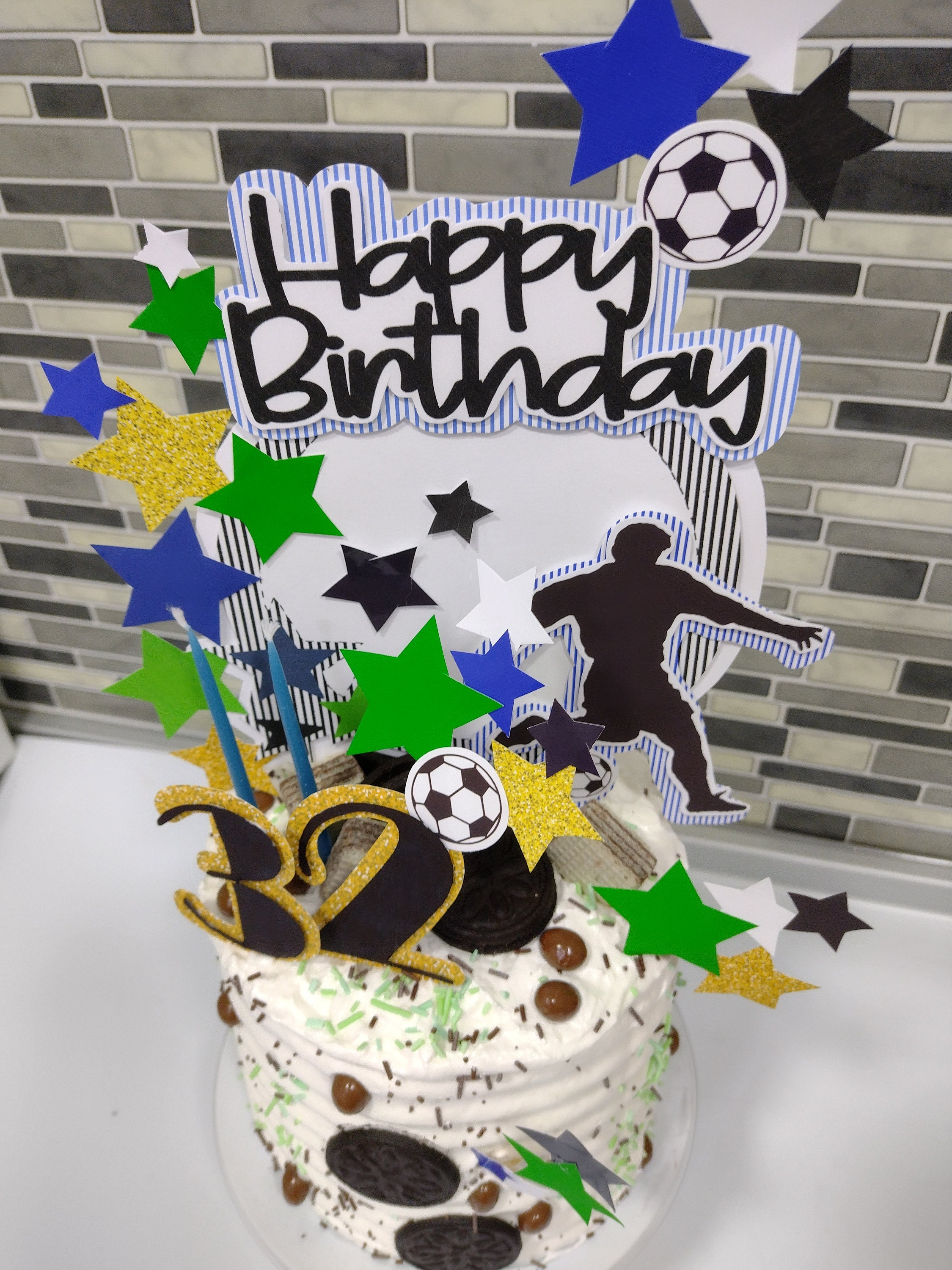 Cake Topper Happy Birthday SOCCER, Printable, Instant Download, Pdf ...