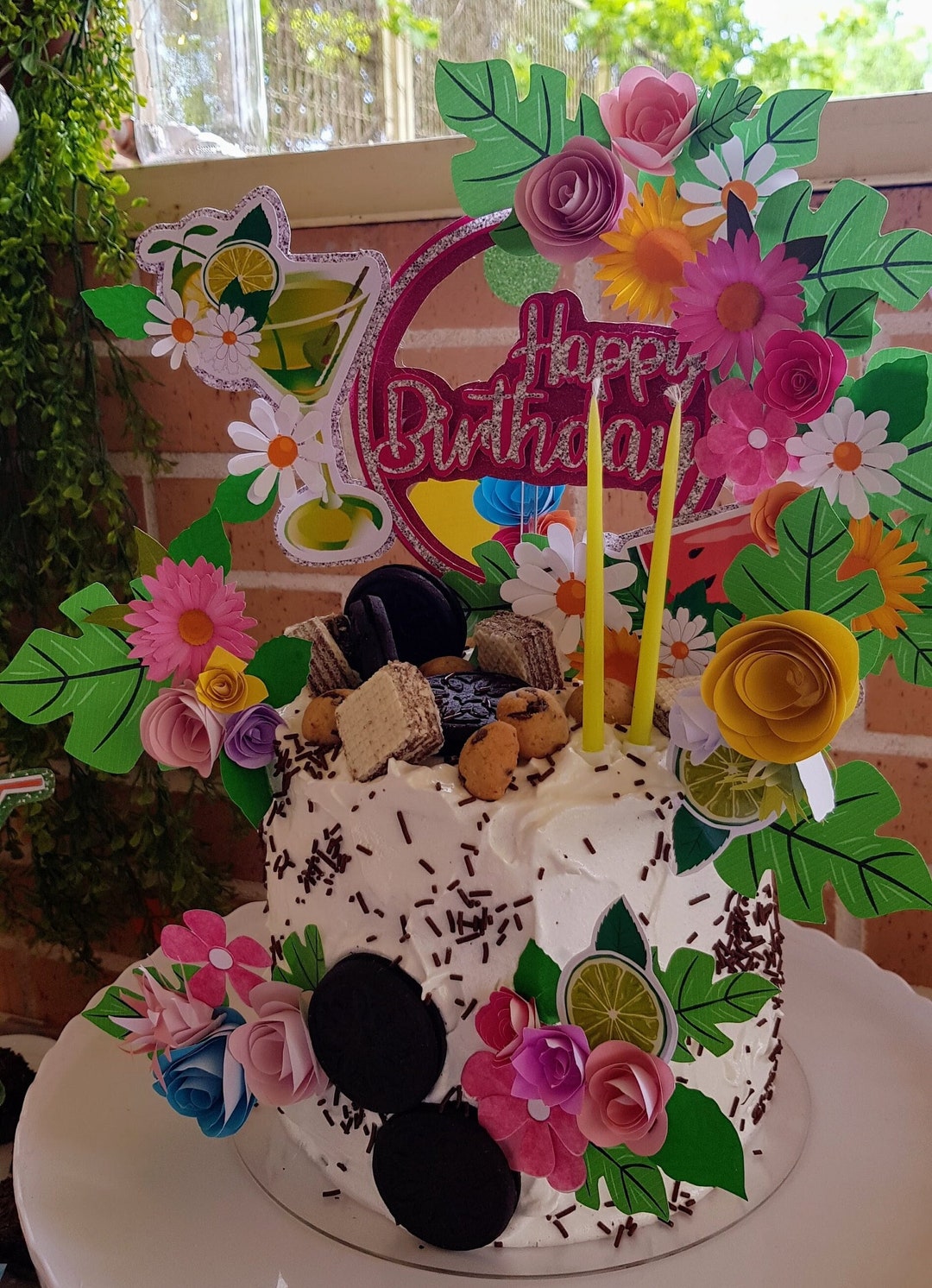 Cake Topper Happy Birthday MARGARITA COCTEL DIY Imprimible Etsy