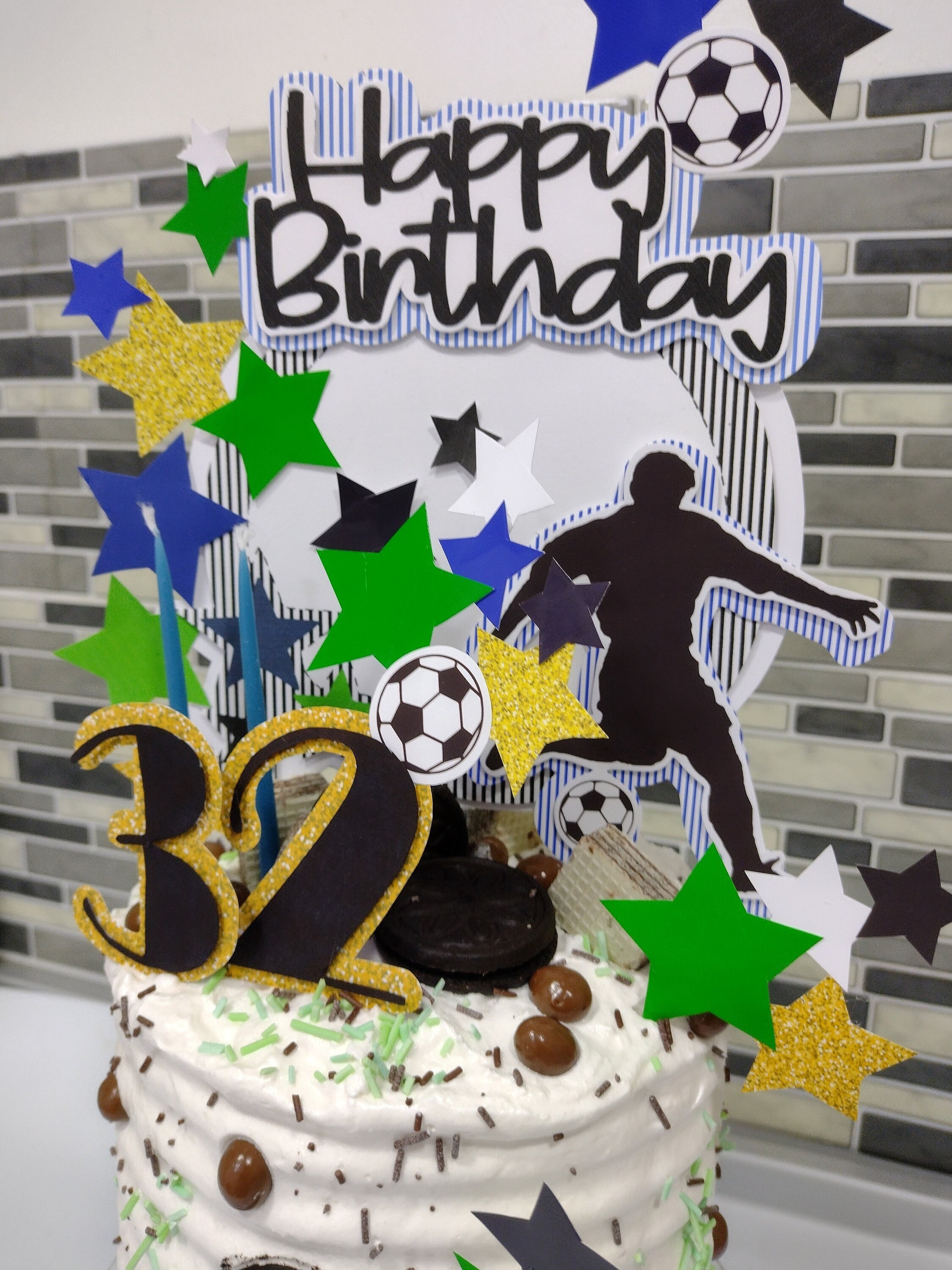Cake Topper Happy Birthday SOCCER, Printable, Instant Download, Pdf ...