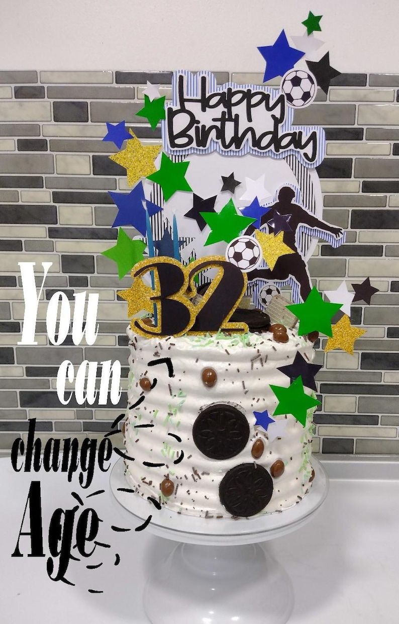 Cake Topper Happy Birthday SOCCER, Cutting File, Printable, Instant ...
