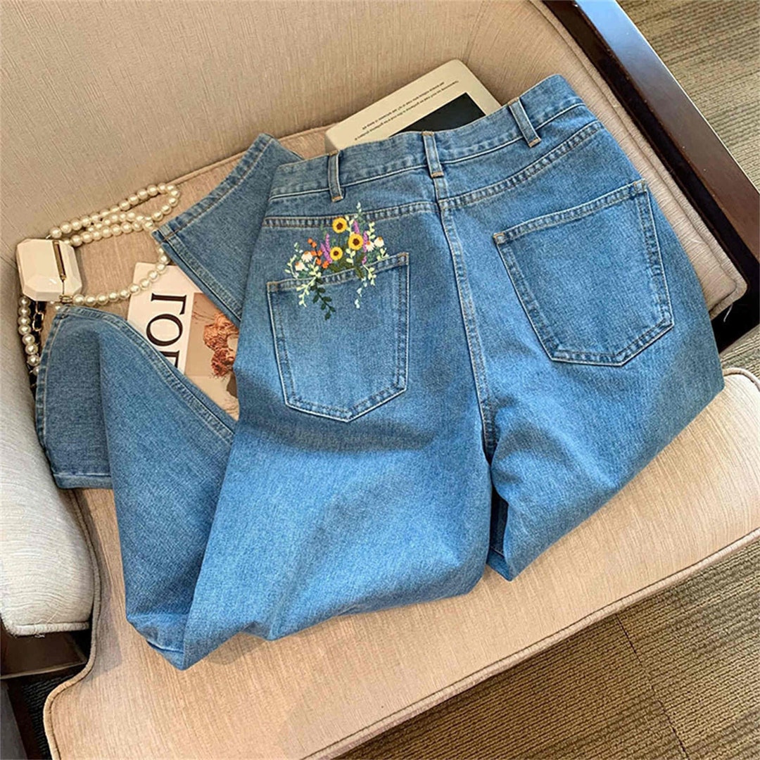 3D Flower Embroidered Jeans Women's Jeans SHOPBOP High Etsy