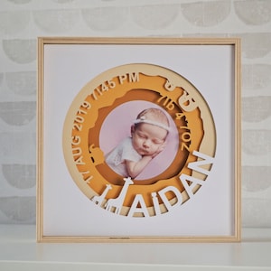 Baby birth stats Shadow Box, Baby Picture Shadow Box, birth stats SVG, For Cricut and Silhouette, Baby stats template, 3D Baby photo frame