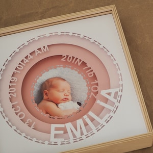 Baby photo frame, Baby Picture Shadow Box, Baby birth stats Shadow Box, baby birth stats SVG, For Cricut and Silhouette, Baby stats template