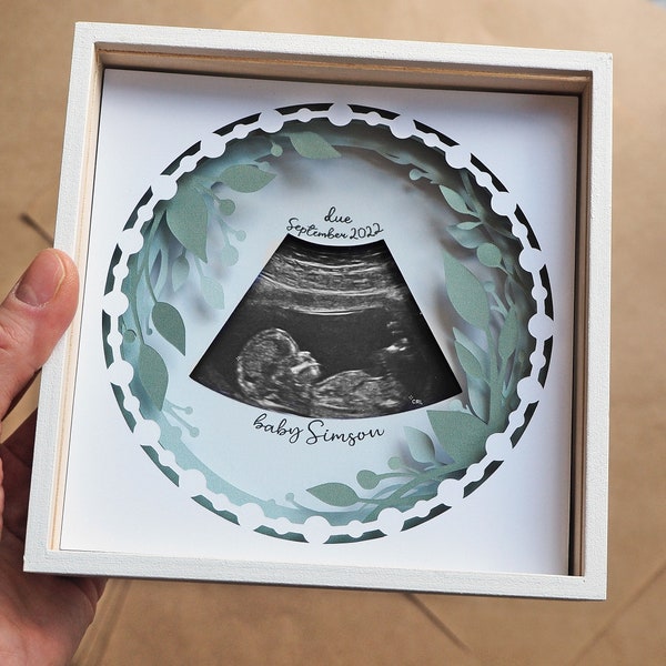 Ultraschall Bilderrahmen, 3D Baby Scan Bild Schattenbox, Baby Ultraschall Schattenbox, Baby Ankündigung SVG, Für Cricut und Silhouette