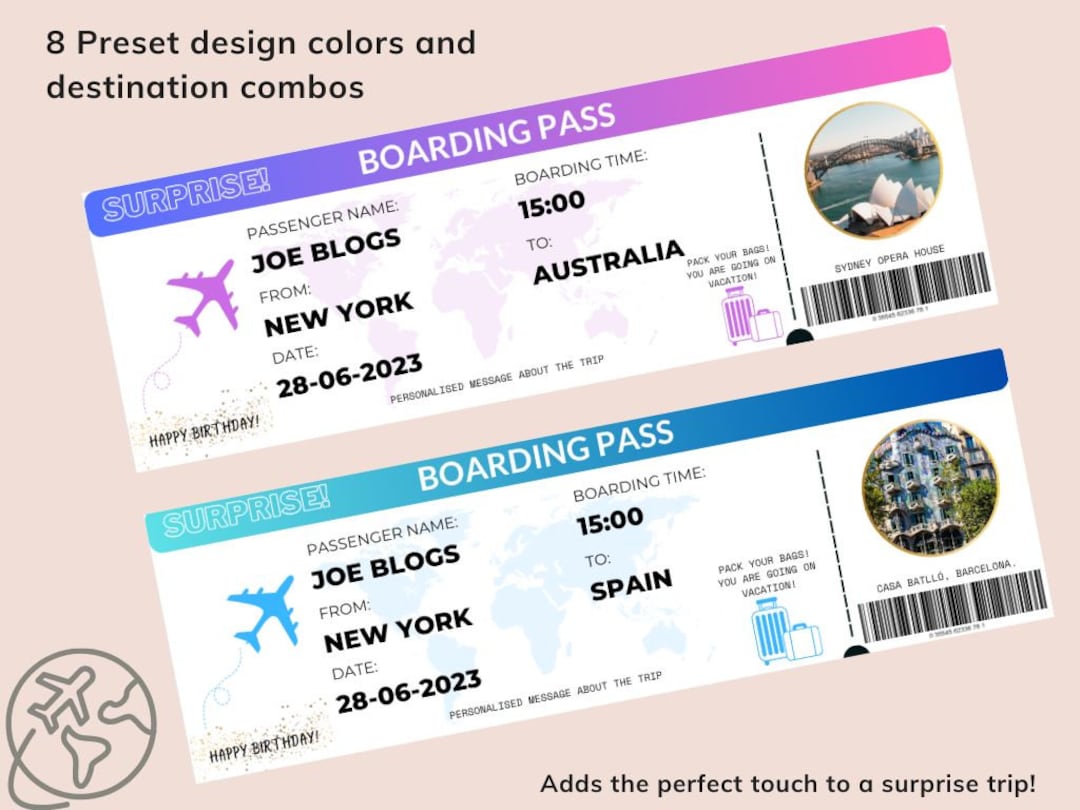 Editable Boarding Pass Template, Canva Boarding Pass, Customizable ...