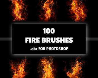 100 Fire Brushes For Photoshop, Realistic Brushes, Fire Effect, Photoshop Brushes, ABR File, High Quality, Digital Download