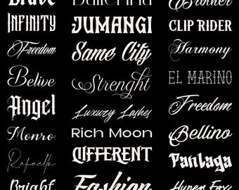 24 Premium Tattoo Font Bundle, Professional Tattoo Font, Procreate Fonts, Cricut Fonts, Boho Font, Old School Font, TTF, OTF, 24 Fonts