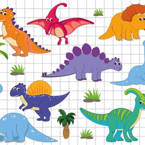ベビー恐竜 SVG バンドル、T-rex SVG、子供向け恐竜 SVG、ブロントサウルス SVG、ステゴサウルス SVG、パーム SVG、デジタル ダウンロード