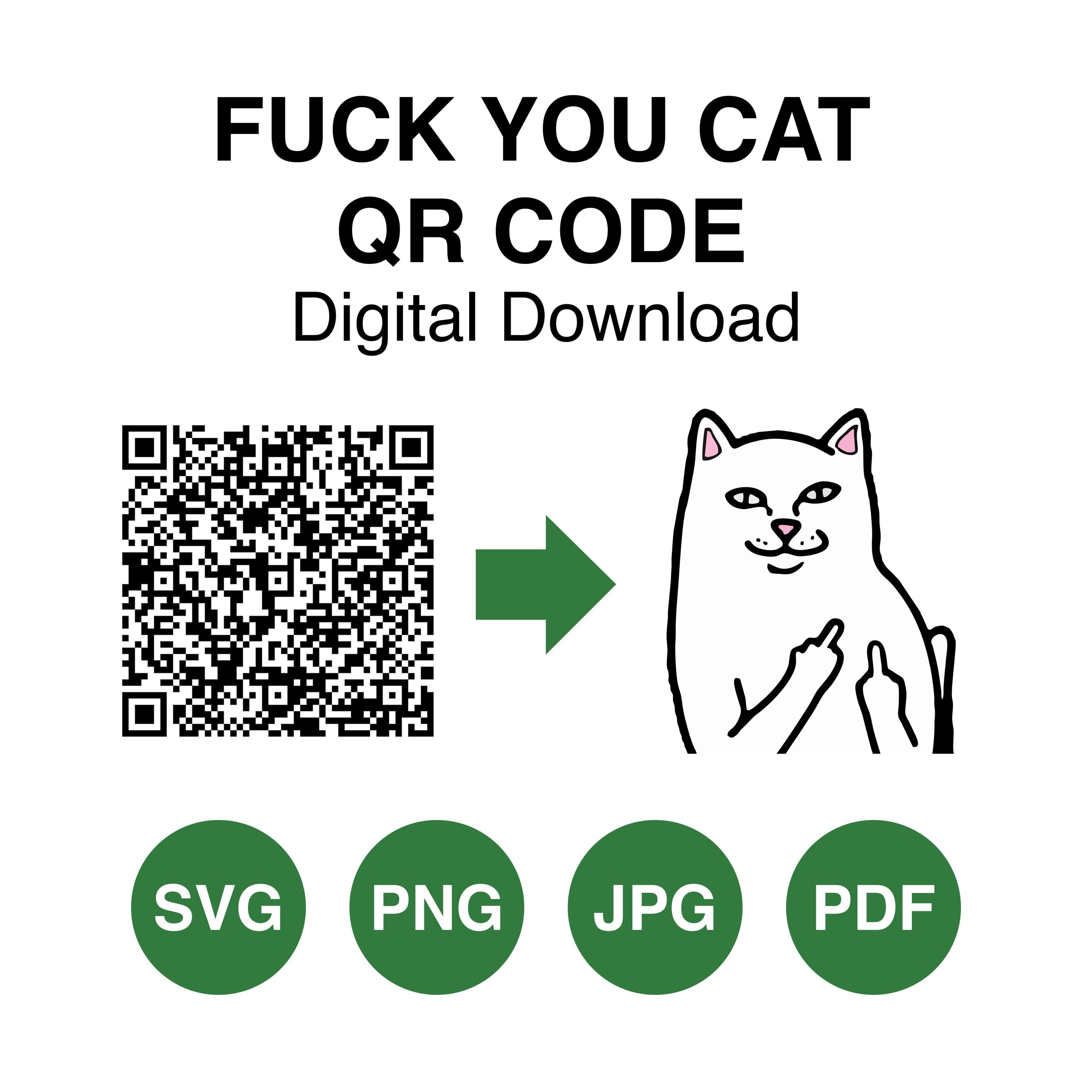 あくねこ ユーハン マフラー QRコード付き ファック・ユーQRコードSVG、面白い猫のQRコード、QRコード内の