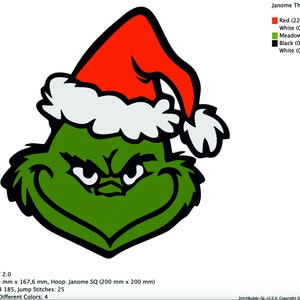 Grinch Embroidery Design, Whoville University For Embroidery Machine, Christmas Grinch Embroidery, 8 file formats and 3 sizes