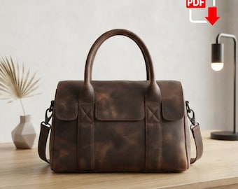 Leather Tote Bag Pattern Pdf, Leather Handbag Sewing Pattern, Vintage Shoulder Bag Template, Woman Leather Pattern, Digital Download