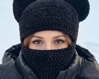 Balaclava Crochet Pattern PDF + Video Tutorial, Plush Balaclava with Ears, Mouse Crochet Mask, Amigurumi Cozy Hood
