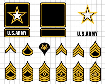 アメリカ陸軍階級章シェブロン、全色、デジタルベクター SVG、png、dxf