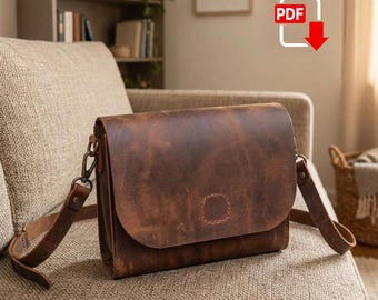 Leather Crossbody Bag Pdf Pattern, Handmade Shoulder Bag Template, DIY Leather Saddle Bag, Woman Leather Pattern, Digital Download