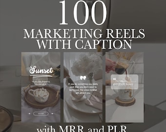 Marketing Aesthetic Reels With Caption, 100 Marketing Videos, Faceless Reels, Read Caption, DFY Canva Template, MRR, PLR