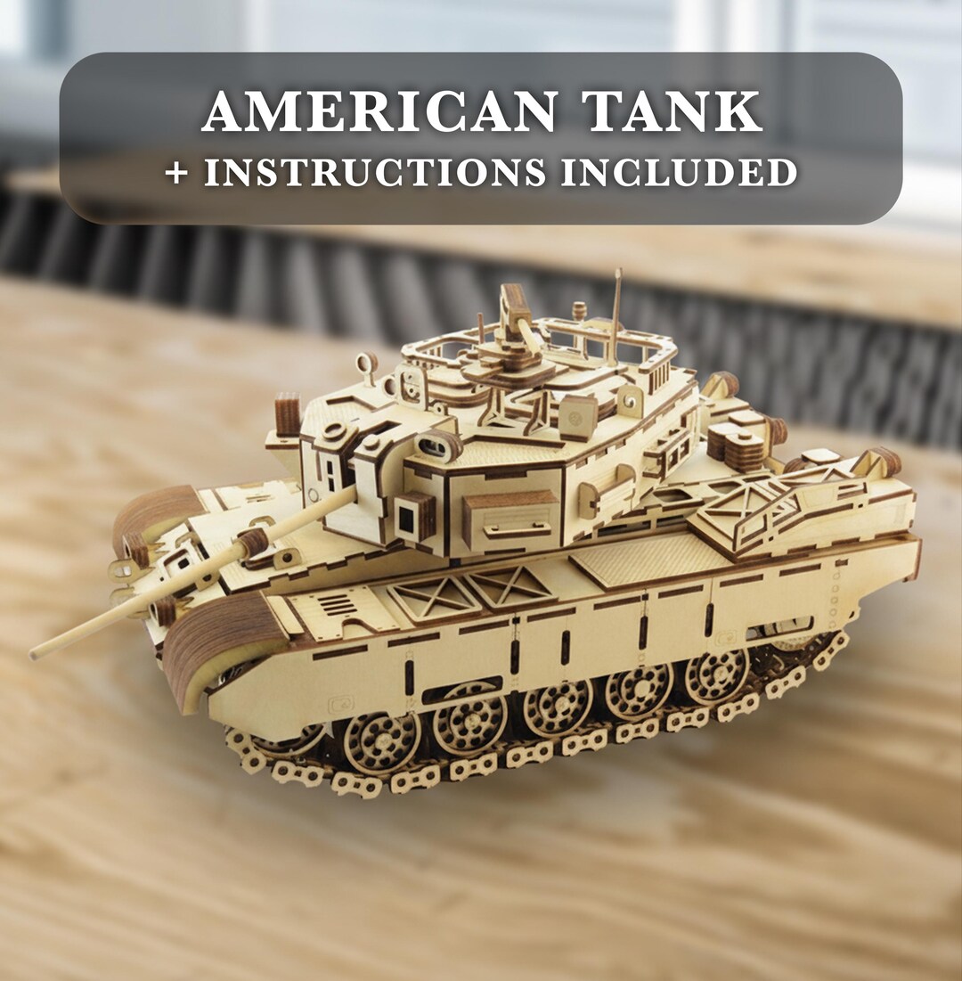 American Tank Laser Cut, 3D Wooden Tank CDR, Military Tank Model DXF ...
