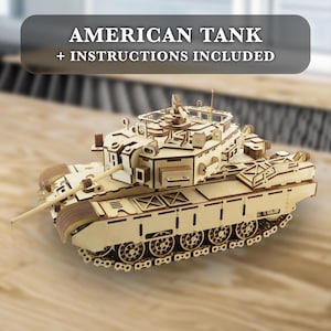 Amerikanischer Panzer Laser Cut, 3D Holzpanzer CDR, Militärpanzer Modell DXF, 3D Puzzle, digitaler Download