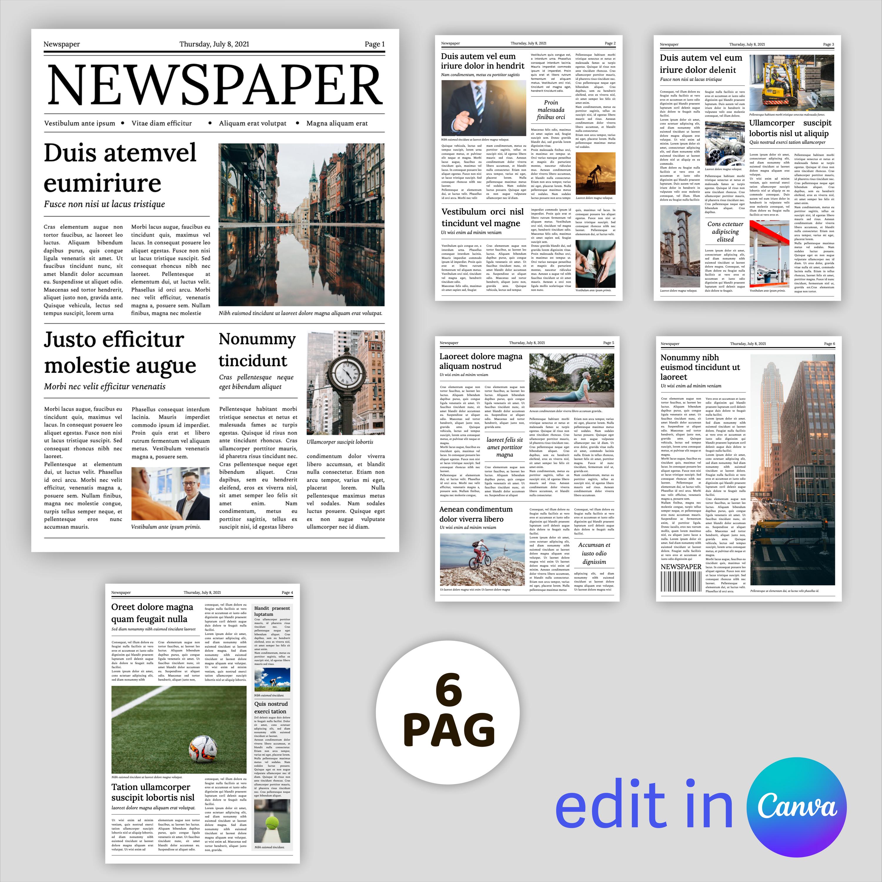 Canva Vintage Newspaper Template, Editable Newspaper, Retro Newspaper ...