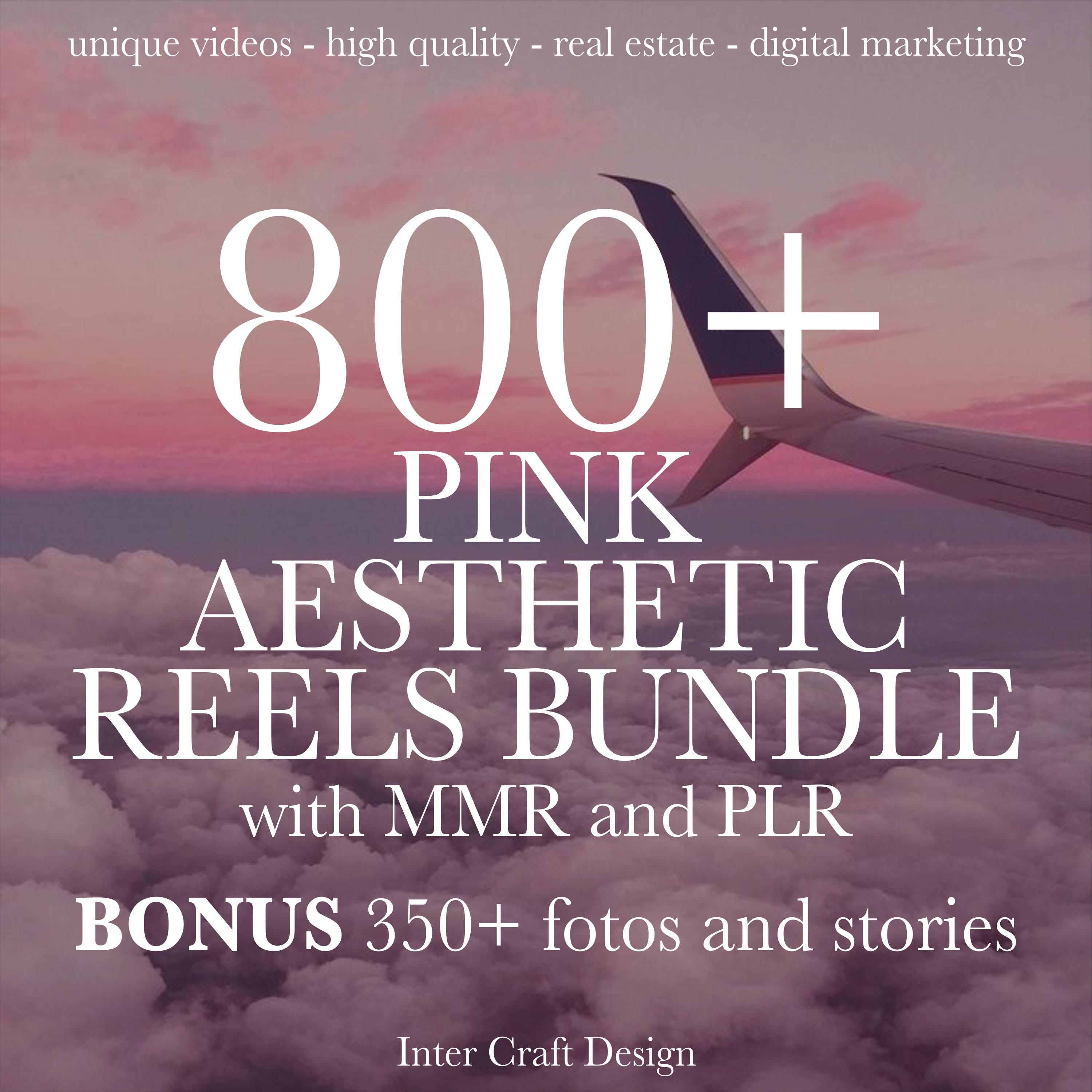 800+ Pink Aesthetic Faceless Videos, Instagram Reels, BONUS 350 + Photos And Stories for Instagram, Digital Marketing, MRR/PLR, High Quality