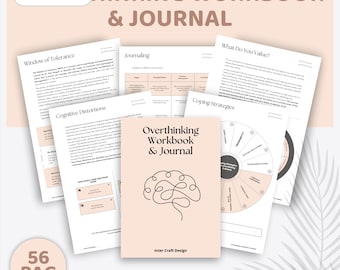 Overthinking Workbook Journal, Self Care Planner, Mental Health Journal, Mindfulness Journal, Therapy Session, PLR