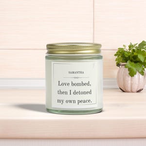 Personalized Motivational Natural Candle, Breakup Gift, Strong, Energizing, Custom Name, Coconut Apricot Wax, Gift for Friend