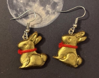 Chocolate Gold Bunny Earrings