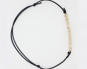 Golden Rope & Gemstones Bracelet - Women's bracelet set with gemstones and a 14k real gold finish