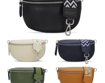 Bauchtasche Damen aus Echtleder mit Originalgurt oder breitem Schultergurt Crossbody-Bag in verschiedenen Farben