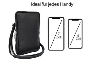 Sac pour téléphone portable pour femme à suspendre, sac à bandoulière en 100 % cuir véritable pour smartphones de toutes tailles (5 à 8 pouces) avec sangle réglable.