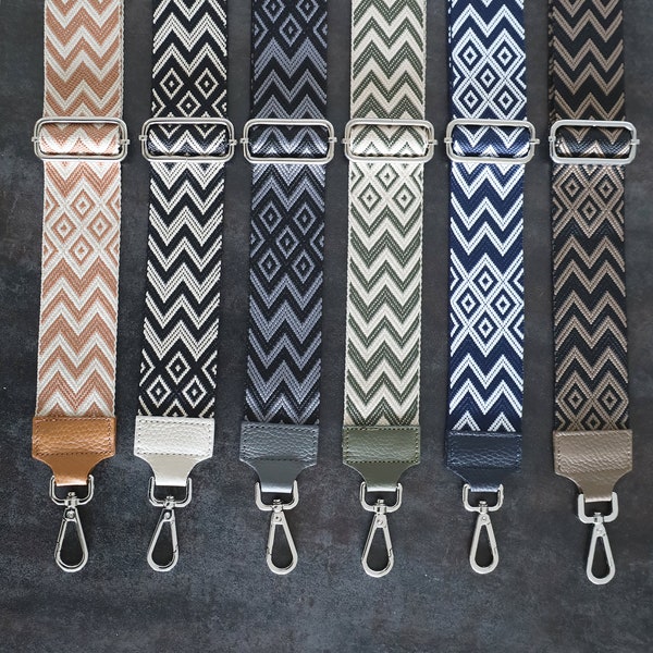 Adjustable bag strap, patterned shoulder strap 85-130 cm