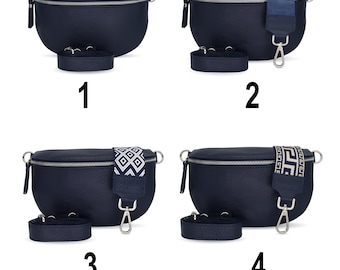 Leren heuptasje voor dames in blauw Crossbodytas met verwisselbare riem Schoudertas Handtas met verstelbare schouderriem