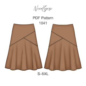 Skirt Sewing Pattern: S-6XL, PDF A4, A0, Letter, seam allowances included